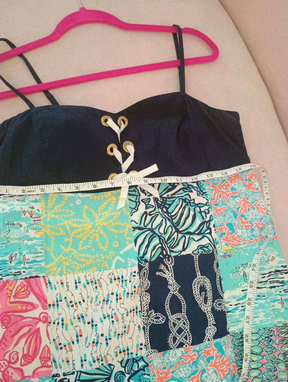 Lilly Pulitzer Rilee Patchwork Dress Sz 12 Coastal Preppy Nautical - Picture 9 of 10